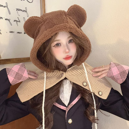 Ear Faux Balaclava Bear Shearling