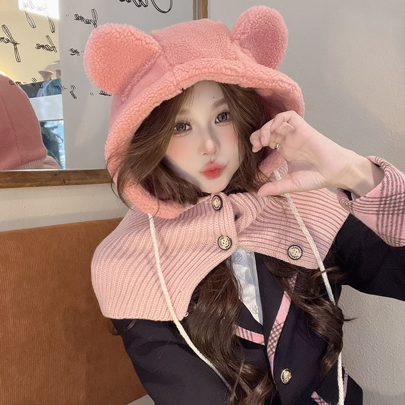 Ear Faux Balaclava Bear Shearling