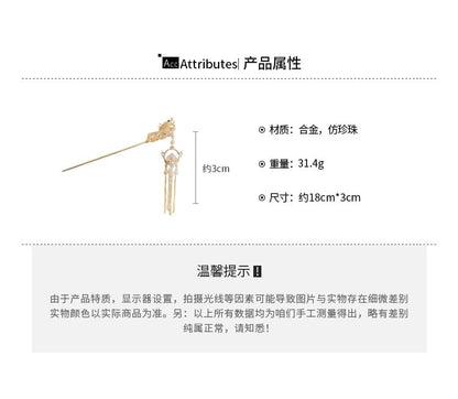 Stick Hair Faux Dragon Fringed Pearl