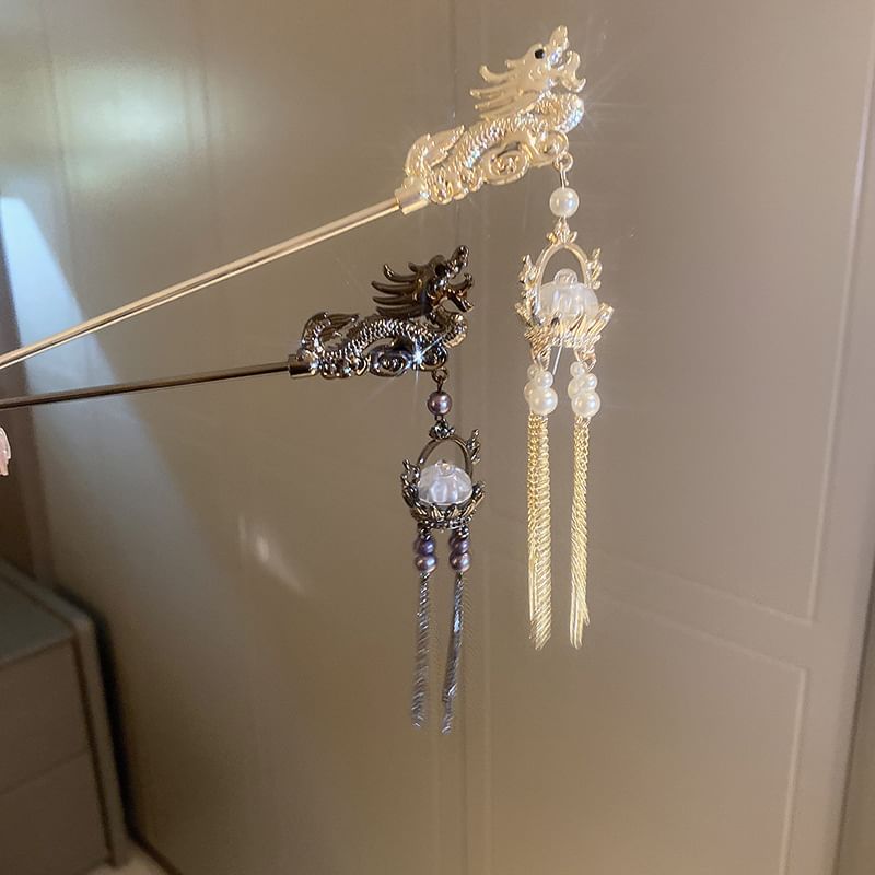 Stick Hair Faux Dragon Fringed Pearl