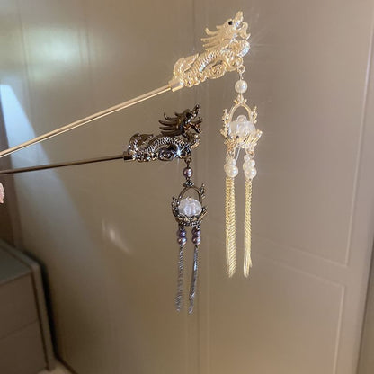 Stick Hair Faux Dragon Fringed Pearl