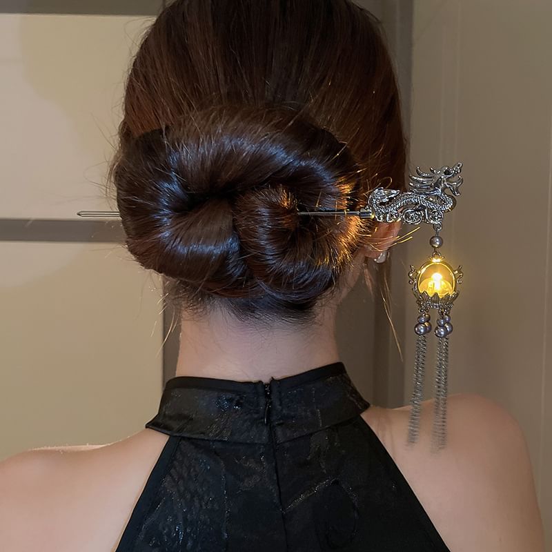 Stick Hair Faux Dragon Fringed Pearl