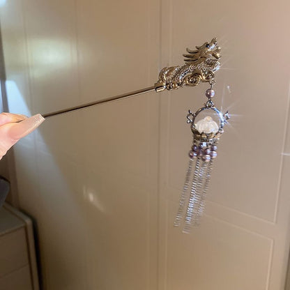 Stick Hair Faux Dragon Fringed Pearl