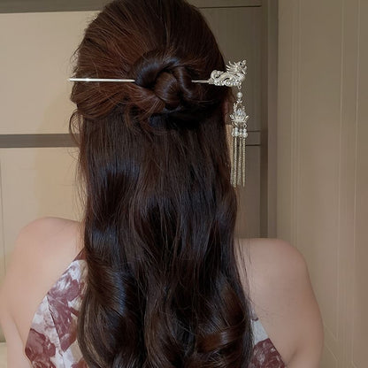 Stick Hair Faux Dragon Fringed Pearl