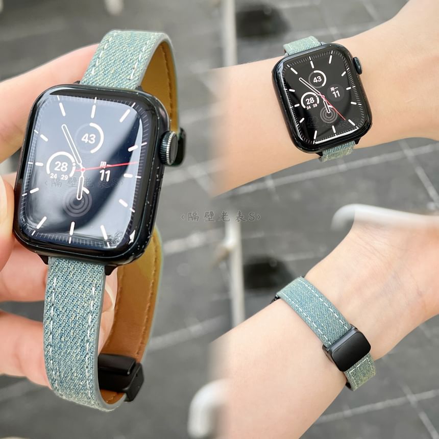 Bracelet de montre magnétique en denim pour Apple Watch