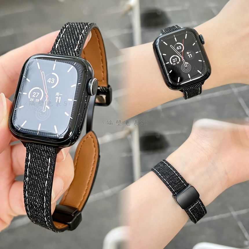 Bracelet de montre magnétique en denim pour Apple Watch