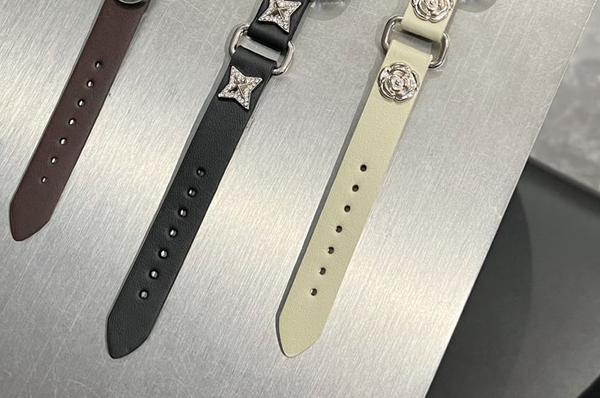 Bracelet de montre Apple en similicuir clouté en alliage étoilé