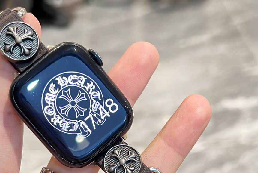 Bracelet de montre Apple en similicuir clouté en alliage étoilé