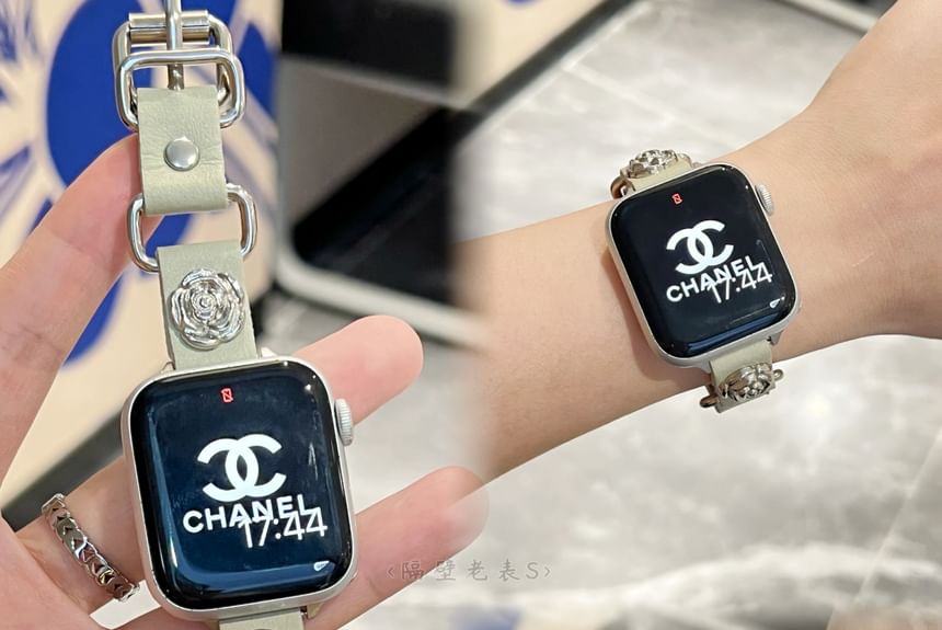 Bracelet de montre Apple en similicuir clouté en alliage étoilé