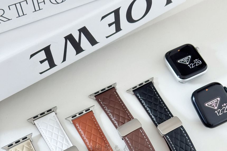 Bracelet magnétique matelassé en similicuir pour Apple Watch