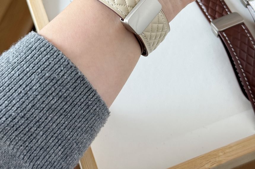 Bracelet magnétique matelassé en similicuir pour Apple Watch