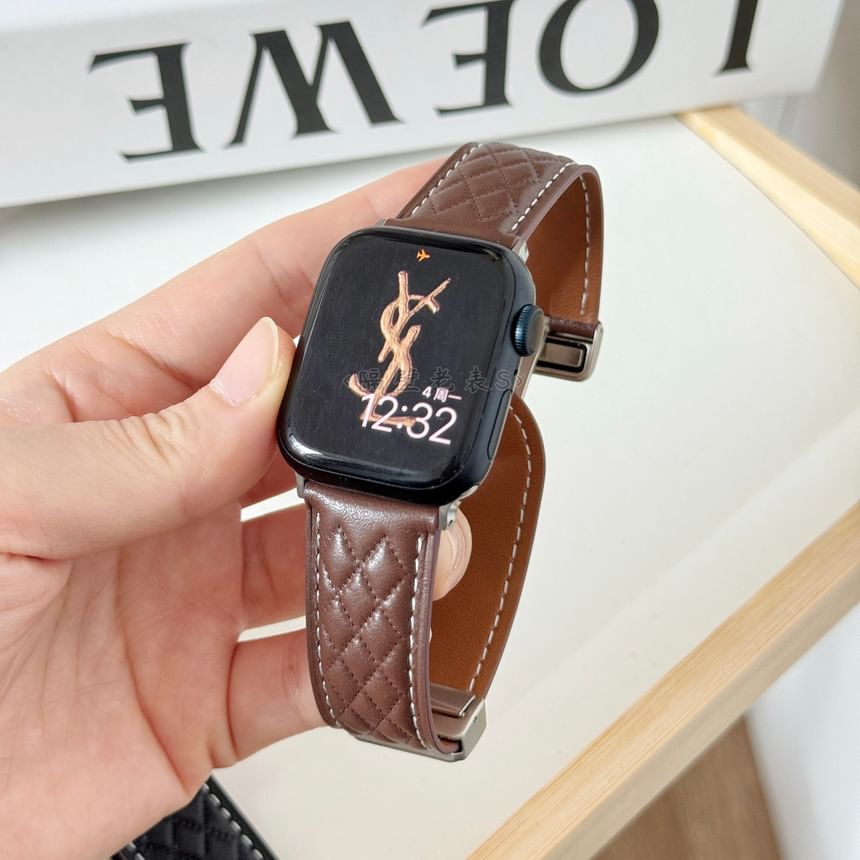 Bracelet magnétique matelassé en similicuir pour Apple Watch