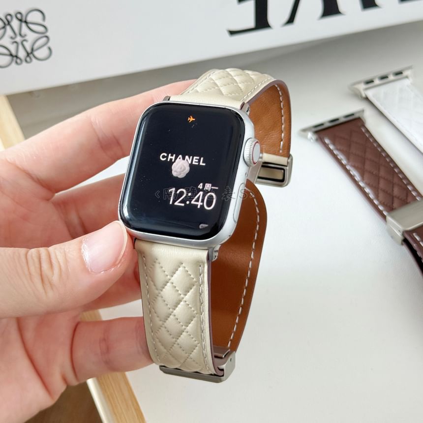Bracelet magnétique matelassé en similicuir pour Apple Watch