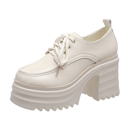 Platform Shoes Lace-Up Heel Chunky Derby