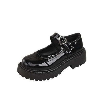 Mary Jane Heart Shoes Platform Buckled