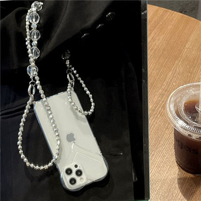 Faux Transparent Phone Crystal Case Chain Heart