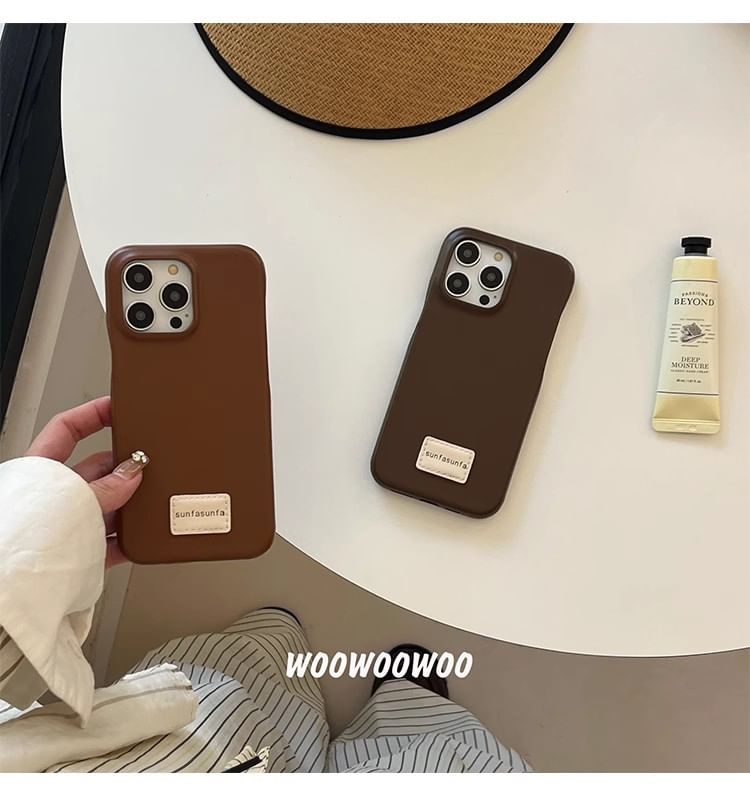 Faux Phone Lettering Case Applique Leather