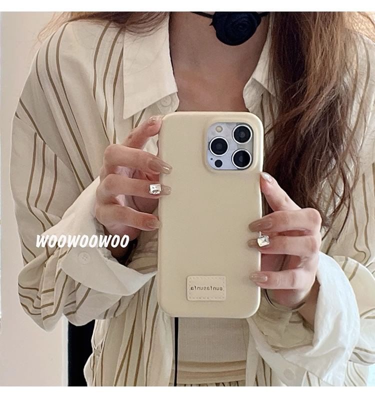 Faux Phone Lettering Case Applique Leather