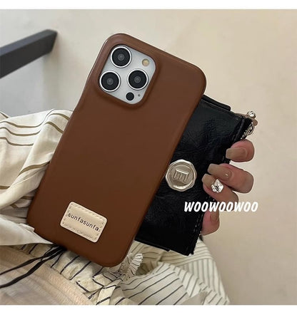 Faux Phone Lettering Case Applique Leather