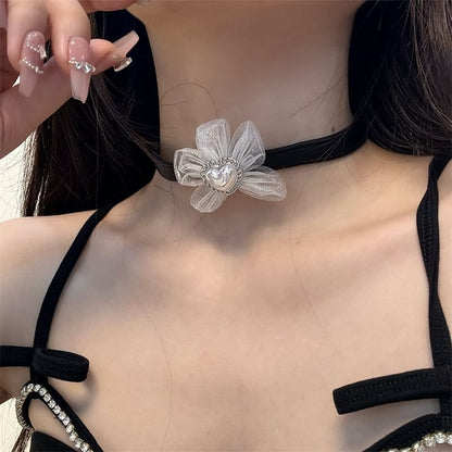 Leather Heart Faux Choker Floral