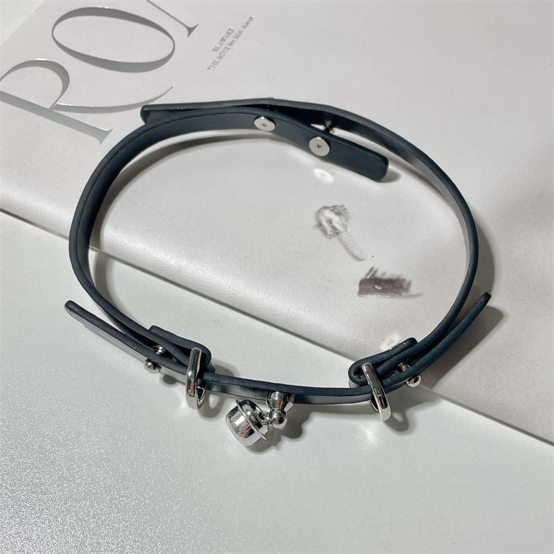 Choker Bell Leather Pendant Faux