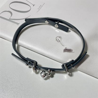 Choker Bell Leather Pendant Faux