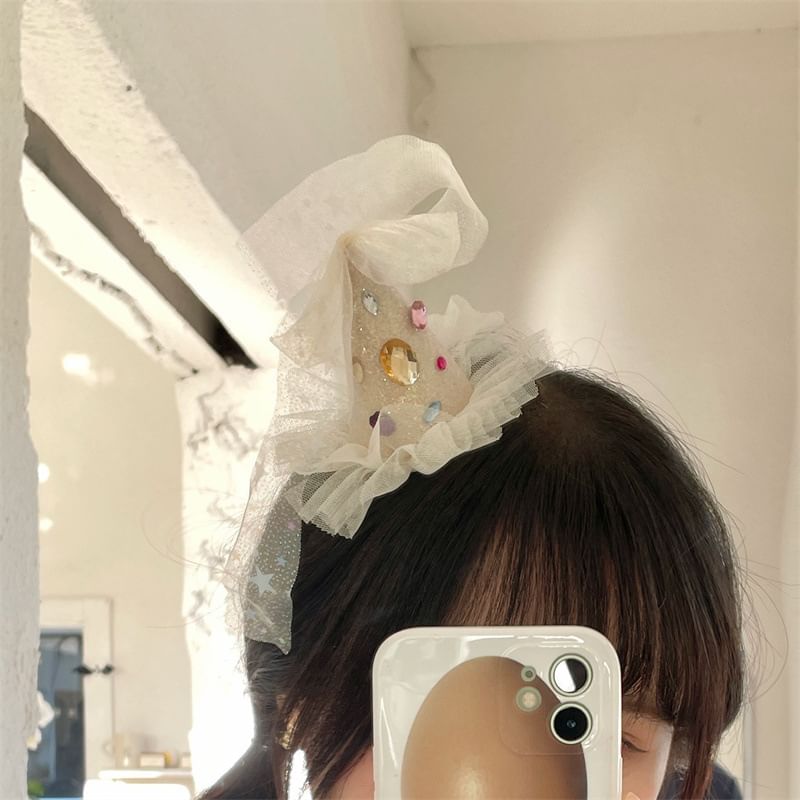 Mesh Rhinestone Hair Party Hat Clip