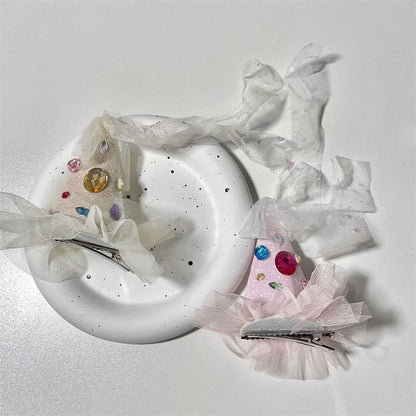 Mesh Rhinestone Hair Party Hat Clip