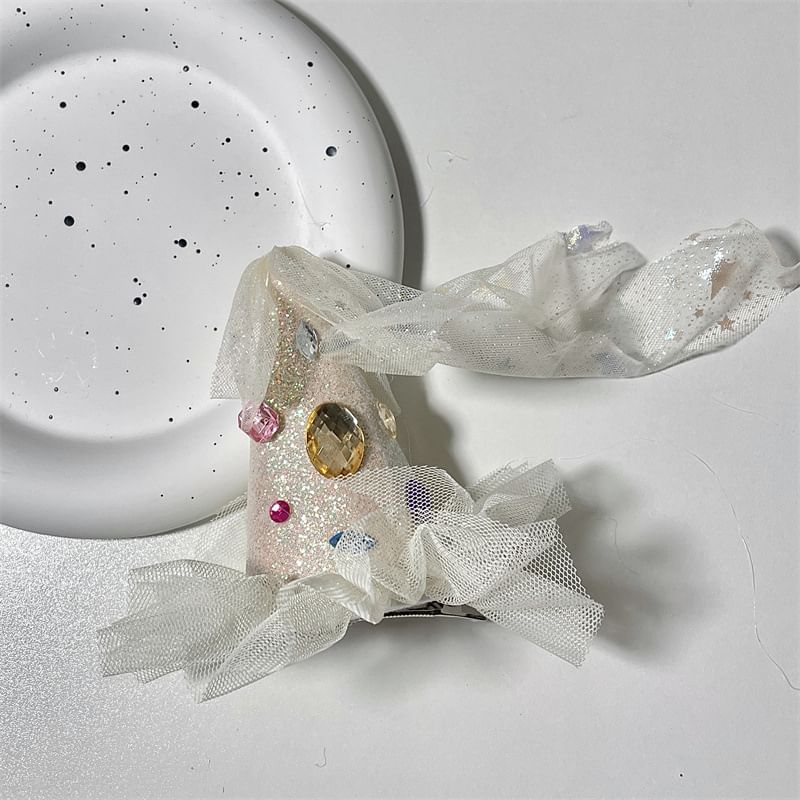 Mesh Rhinestone Hair Party Hat Clip