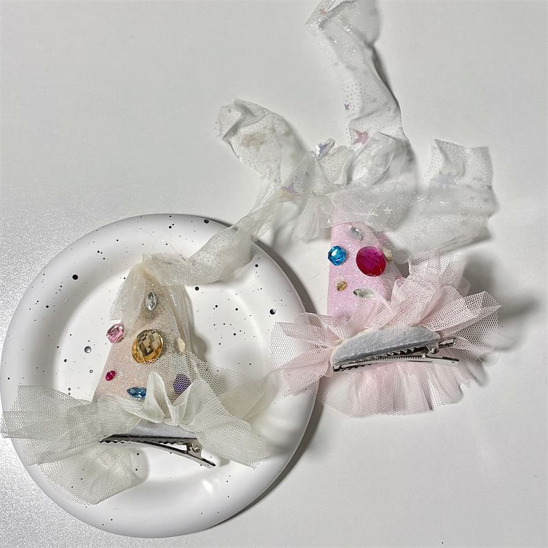 Mesh Rhinestone Hair Party Hat Clip