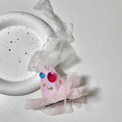 Mesh Rhinestone Hair Party Hat Clip