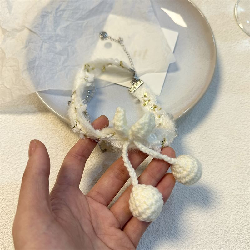 Cherry Bead Fringed Choker Fabric