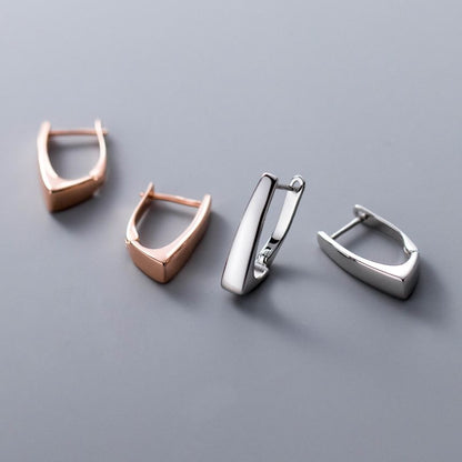 Geometric Sterling Silver Huggie Earring