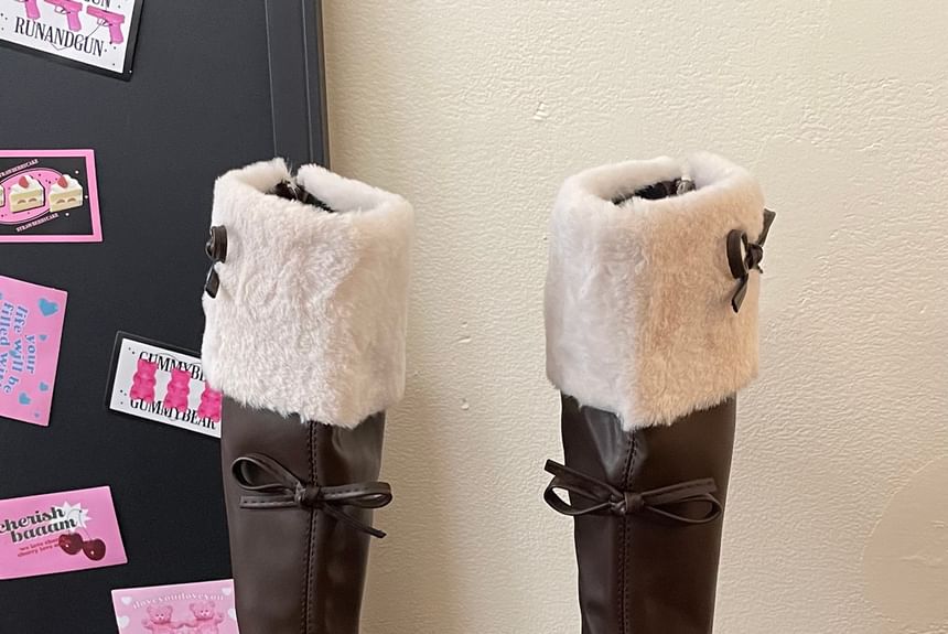 Platform Fleece Lined Bow Accent Tall Boots