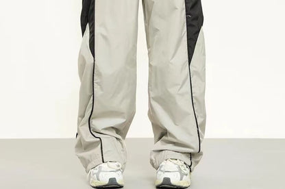 High Waist Color-Block Loose-Fit Wide-Leg Sweatpants