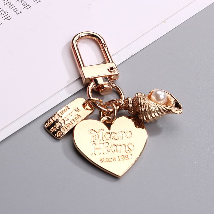 Heart / Faux Pearl Alloy Bag Charm Keyring (Various Designs)