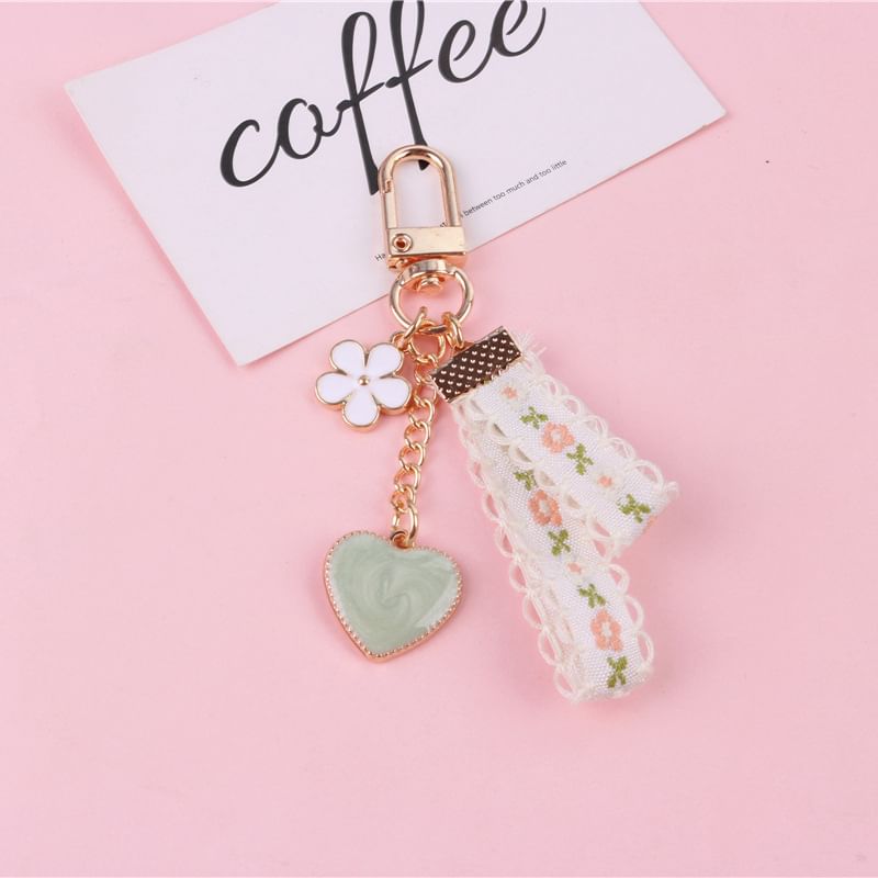 Floral Lace Alloy Bag Charm Keyring (Various Designs)