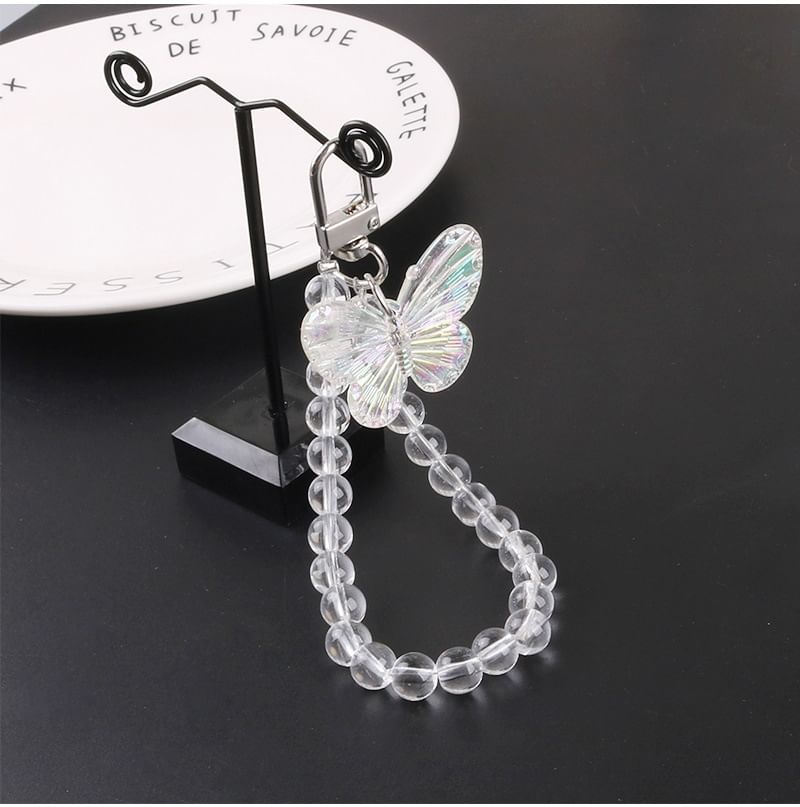 Butterfly Acrylic Bead Bag Charm Keyring