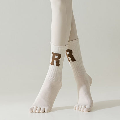 Anti-Slip Letter Embroidered Toe Socks