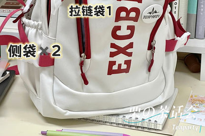 Lettering Print Buckle Backpack