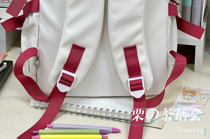 Lettering Print Buckle Backpack