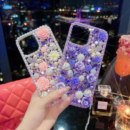 Rhinestone Phone Case Floral