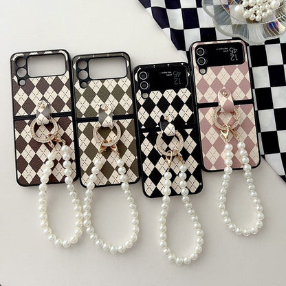 Strap Argyle Pearl Case Phone Faux