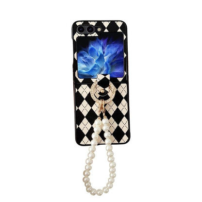 Strap Argyle Pearl Case Phone Faux