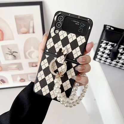 Strap Argyle Pearl Case Phone Faux
