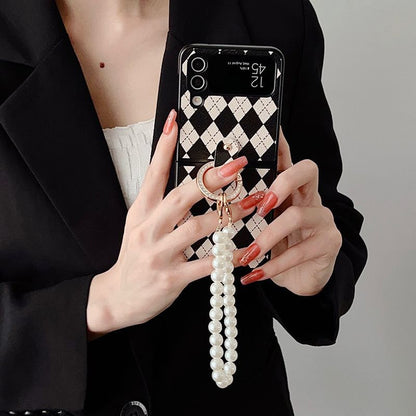 Strap Argyle Pearl Case Phone Faux