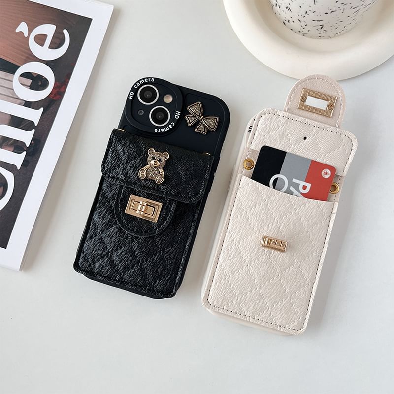Card Phone Bear Holder Case