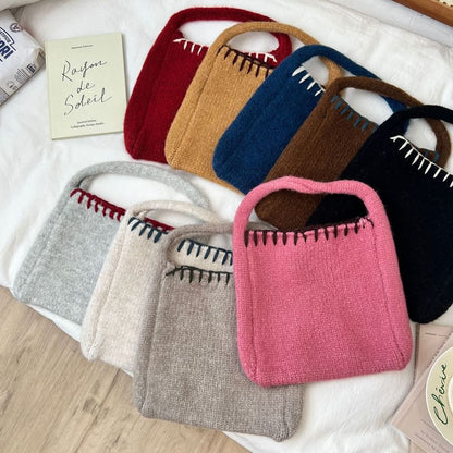 Bag Stitch Contrast Tote Knit