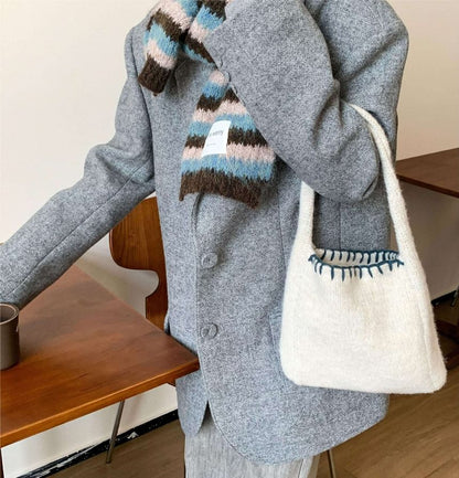 Bag Stitch Contrast Tote Knit
