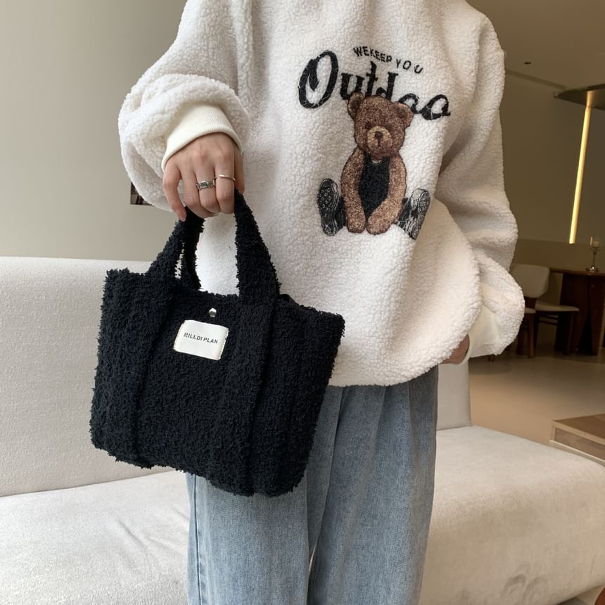 Bag Fleece Plain Tote Crossbody